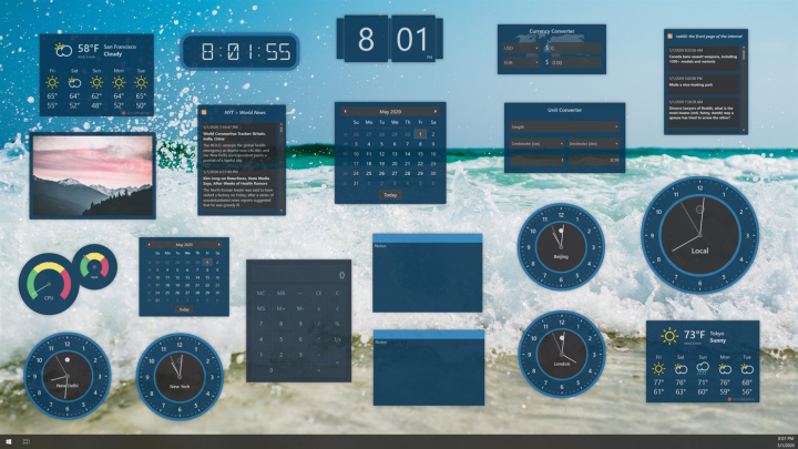 Cách hiển thị đồng hồ, lịch và thời tiết trên màn hình desktop